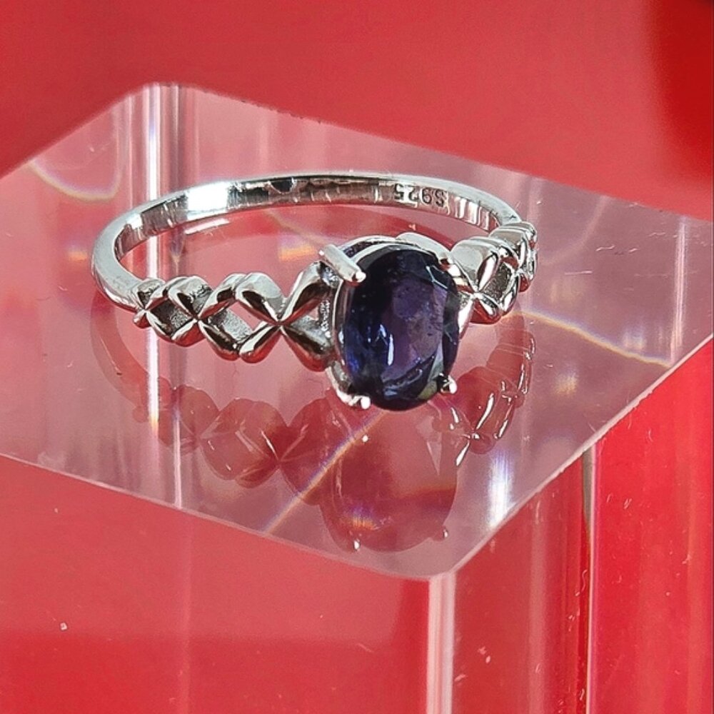 925 Sterling Silver Ring with Natural  Iolite